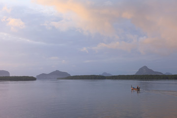 landscape with sunrise and mountains