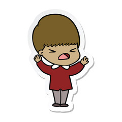 sticker of a cartoon stressed man
