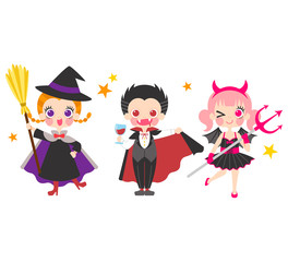 仮装した子供たちのイラストセット