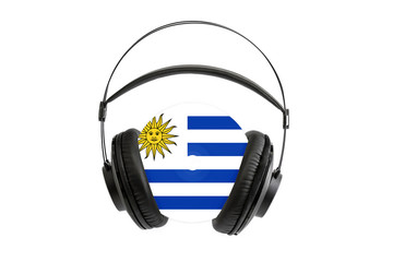 Photo of a headset with a CD with a flag of Uruguay