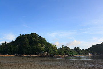 landscape with river and blue sky