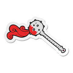 sticker of a cartoon medieval mace