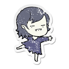 distressed sticker of a cartoon undead vampire girl dancing