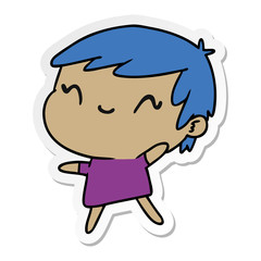 sticker cartoon of a cute kawaii girl