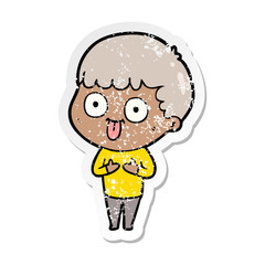 distressed sticker of a cartoon man staring