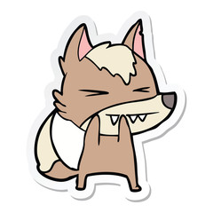 sticker of a angry wolf cartoon