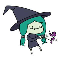 cartoon of cute kawaii witch
