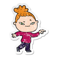 distressed sticker of a cartoon woman