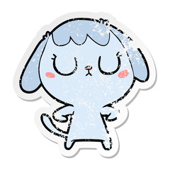 distressed sticker of a cute cartoon dog