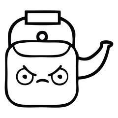 line drawing cartoon kettle