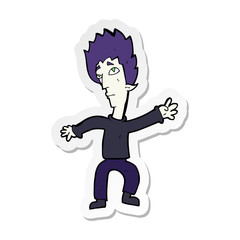 sticker of a cartoon vampire man