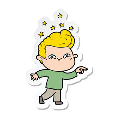 sticker of a cartoon excited man