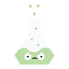 flat color retro cartoon science beaker