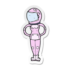 sticker of a cartoon female astronaut
