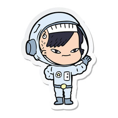 sticker of a cartoon astronaut woman