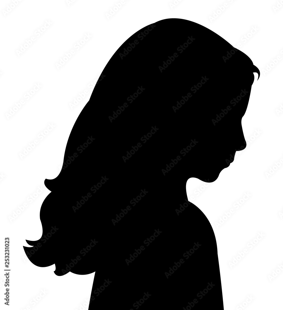 Sticker a girl head silhouette vector