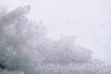 Snow texture Background snow on the window. Old snow. Winter background.