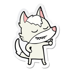 sticker of a friendly cartoon wolf