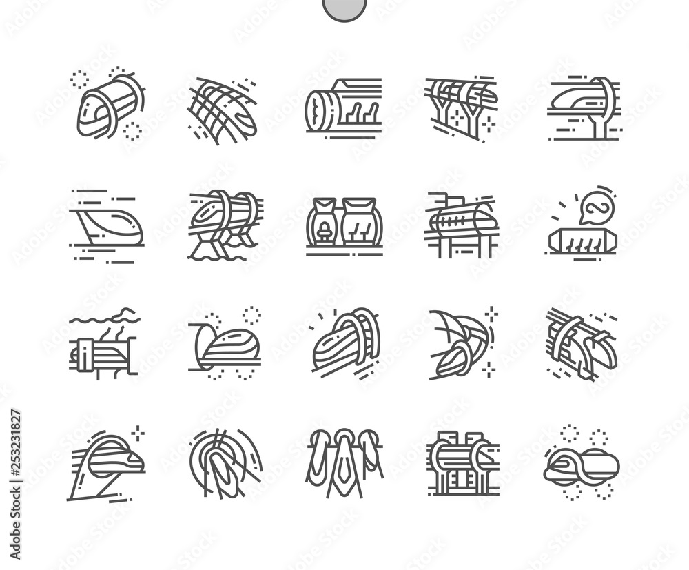 Poster vacuum train well-crafted pixel perfect vector thin line icons 30 2x grid for web graphics and apps.