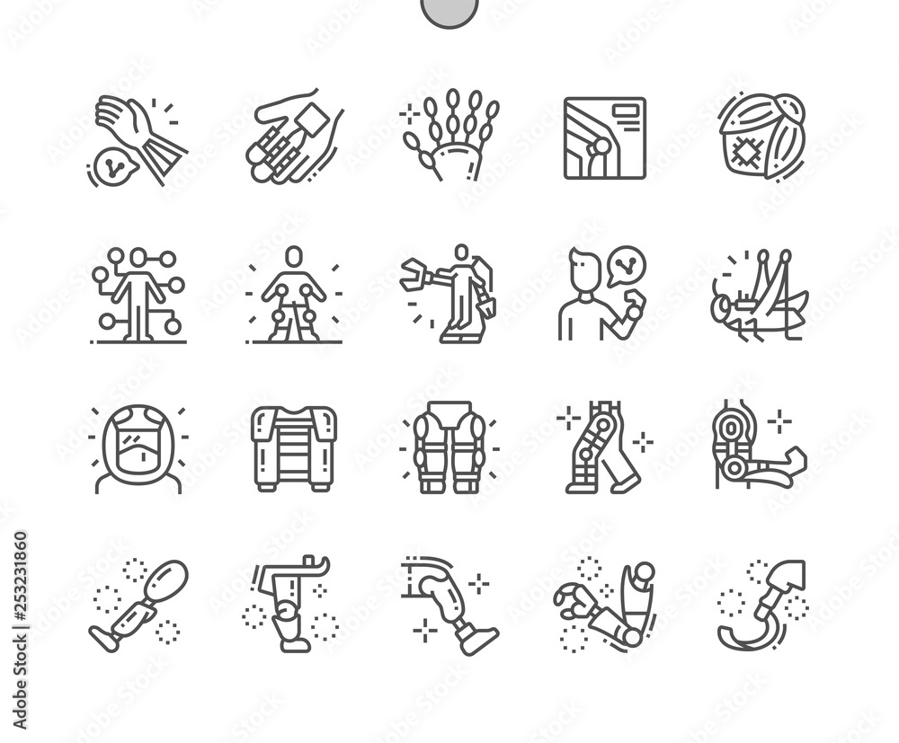 Poster bioengineering well-crafted pixel perfect vector thin line icons 30 2x grid for web graphics and app