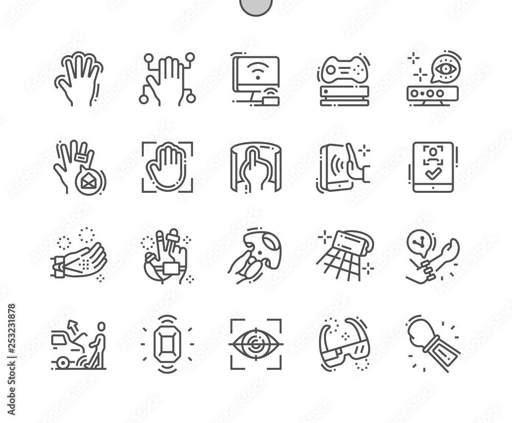Poster contactless control well-crafted pixel perfect vector thin line icons 30 2x grid for web graphics an