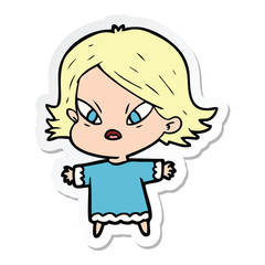 sticker of a cartoon stressed woman