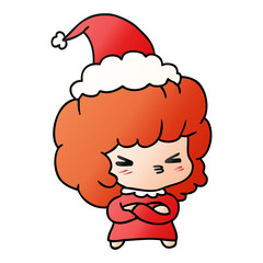 christmas gradient cartoon of kawaii girl