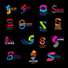 S letter icons, corporate identity creative signs
