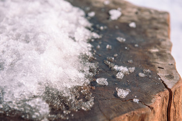 Snow texture Background snow on the window. Old snow. Winter background.