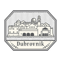 Fototapeta premium Abstract rubber stamp with Dubrovnik, Croatia