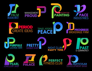 Corporate identity abstract creative shape P icons
