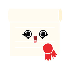 flat color retro cartoon certificate