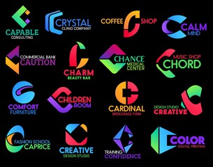 Medical and financial corporate identity C icons