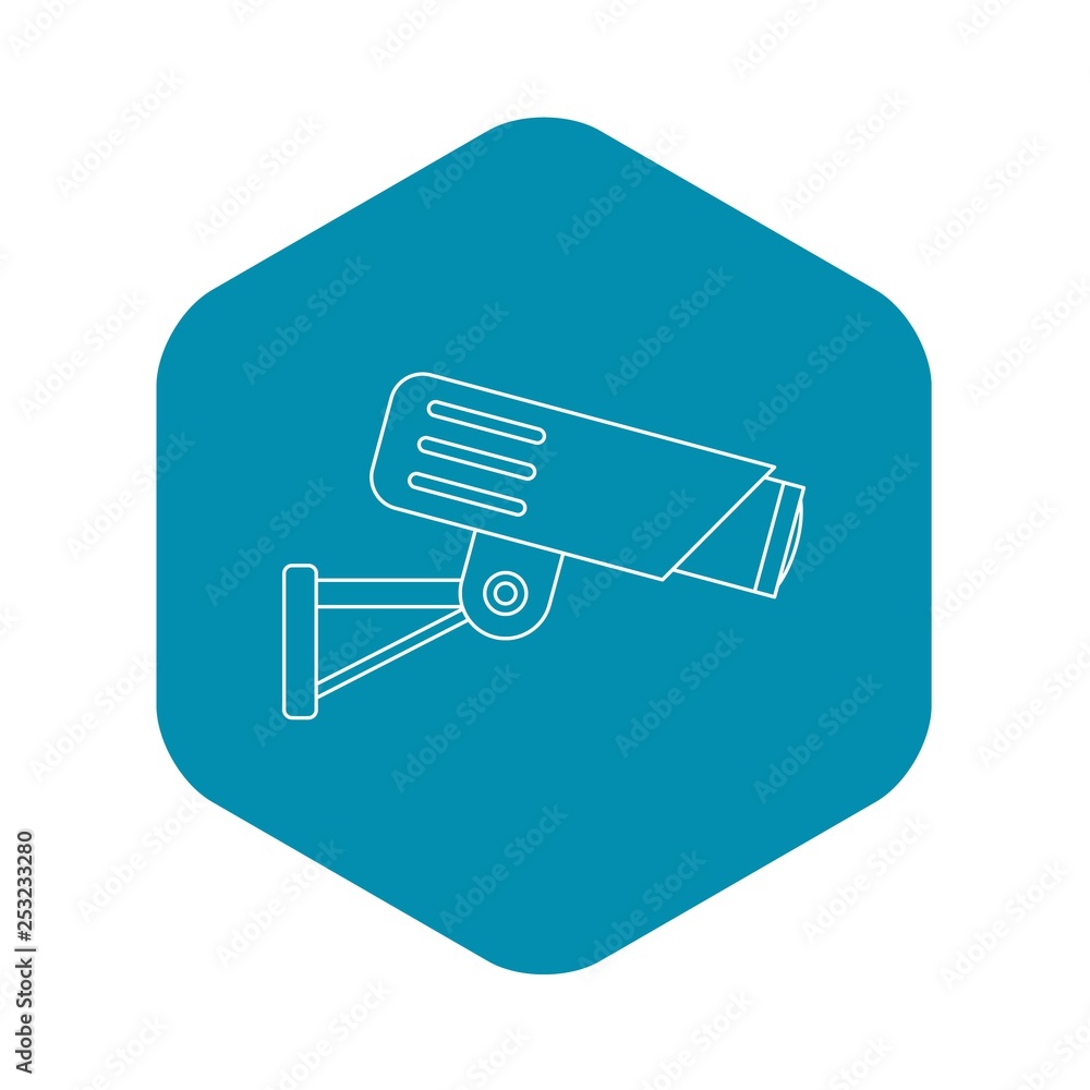 Poster security camera icon. outline illustration of security camera vector icon for web