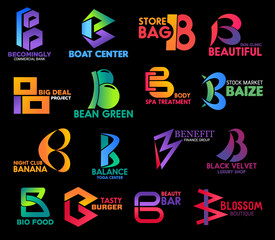Company corporate identity B icons gradient design