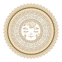 Ethnic sun mandala illustration.
