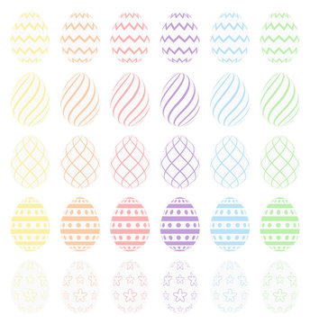 White Easter eggs with pastel decoration. High quality vector od easter eggs.
