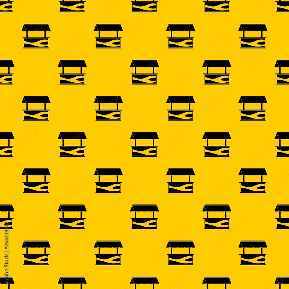 Poster market stall with awning pattern seamless vector repeat geometric yellow for any design