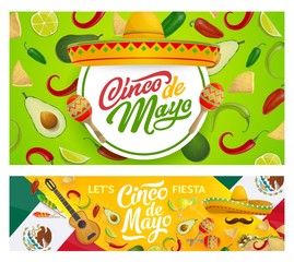 Mexican sombrero, maracas and Cinco de Mayo food