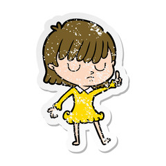 distressed sticker of a cartoon woman