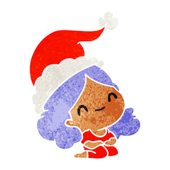 christmas retro cartoon of kawaii girl