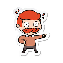 sticker of a cartoon man with mustache shocked