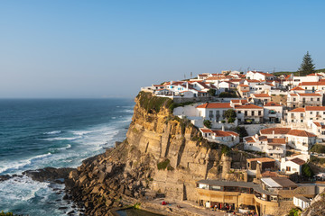 Fototapeta na wymiar landscape of Colares in the coast of portugal, a little village built in a cliff in front of the sea