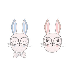 Blue and Pink Rabbit Head