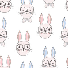 Seamless Background with Rabbit Head