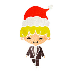 christmas retro cartoon of kawaii boy