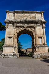 Fototapeta na wymiar Italy, Rome, Roman Forum, Arch of Titus on the via sacra,