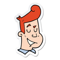 sticker of a cartoon happy man
