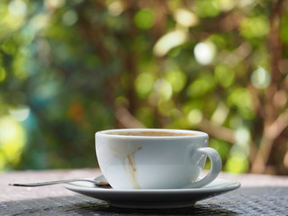 Close up white coffee cup
