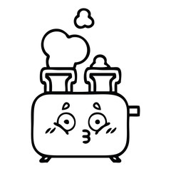 line drawing cartoon of a toaster